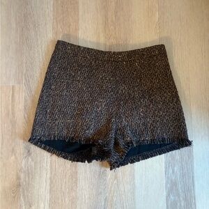 Free People High Waist Brown Tweed Shorts